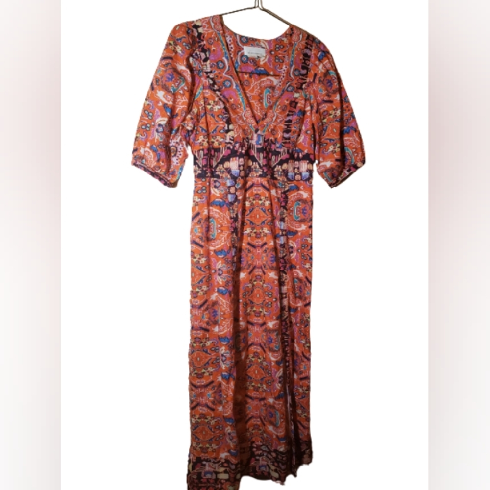 Anthropologie Floral  Maxi Dress Red Motif Size 8